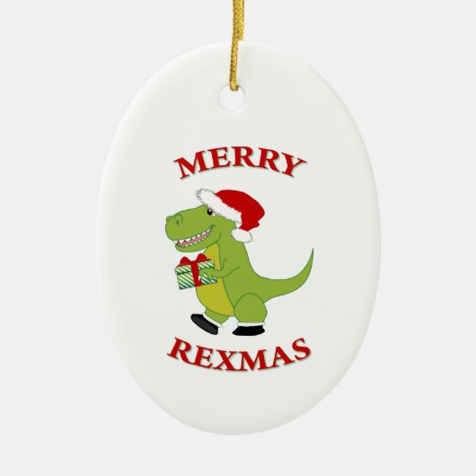 Merry Rexmas T-Rex Dinosaurier-Design Keramik Ornament (Vorne)