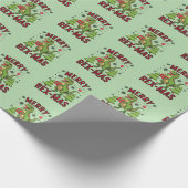 Merry Rexmas Weihnachtsmuster - Festive Dinosaurie Geschenkpapier (Ecke)