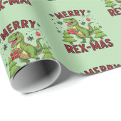 Merry Rexmas Weihnachtsmuster - Festive Dinosaurie Geschenkpapier (Rolleneckpunkt)