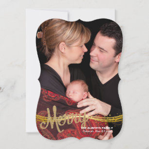 Merry Ribbon Gold Foto Holiday Card Feiertagskarte