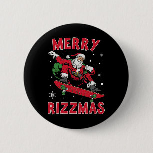 Merry Rizz Mas Kids Funny Santa Clause Skaten Boa Button
