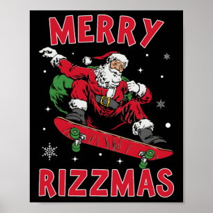 Merry Rizz Mas Kids Funny Santa Clause Skaten Boa Poster