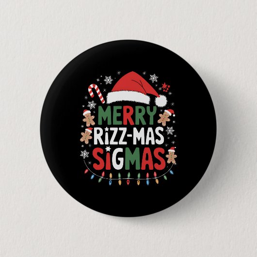 Merry Rizz Mas Sigmas Funny Gen Alpha X-mas Santa Button (Vorderseite)