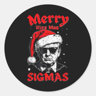 Merry Rizz Mas Sigmas Funny Gen Alpha X-mas Santa Runder Aufkleber