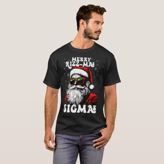 Merry Rizz Mas Sigmas Funny Gen Alpha X-Mas Santa T-Shirt (Vorne ganz)