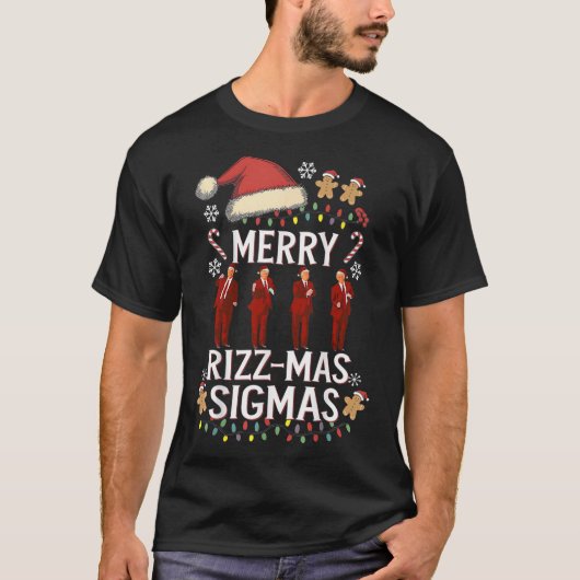 Merry Rizz Mas Sigmas Gen Alpha Trump Christmas Pj T-Shirt (Vorderseite)