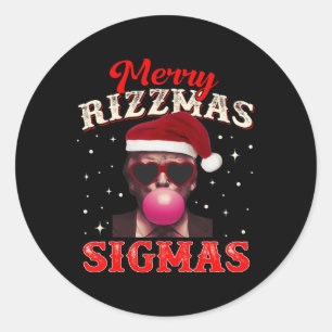 Merry Rizz Mas Sigmas Gen Alpha Trump Santa Christ Runder Aufkleber