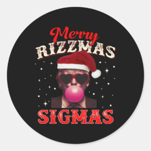 Merry Rizz Mas Sigmas Gen Alpha Trump Santa Christ Runder Aufkleber