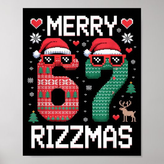 Merry Rizzmas 67 Knitted Sweater Sungles Funny  Poster (Vorne)