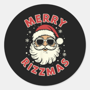 Merry Rizzmas Christmas Rizz Cool Santa Sungles Xm Runder Aufkleber