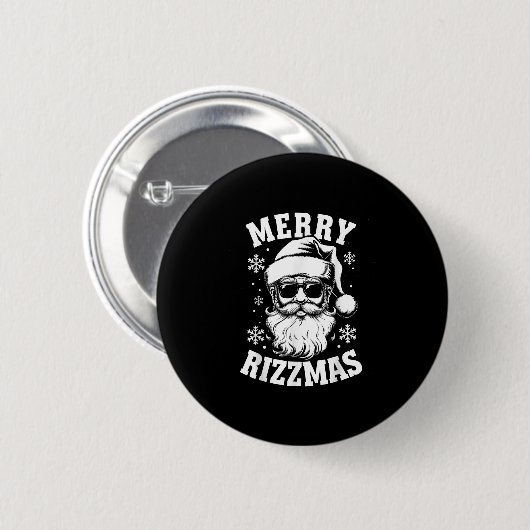 Merry Rizzmas Funny Christmas Santa Claus Happy Ch Button (Vorne & Hinten)