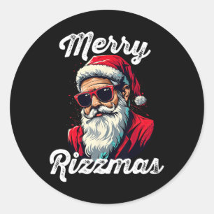Merry Rizzmas Funny Santa White Elephant Geschenk Runder Aufkleber