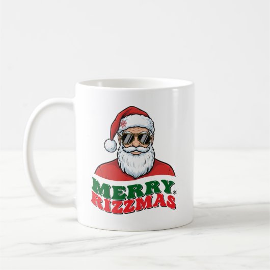 Merry Rizzmas Retro Santa Claus Funny Christmas Kaffeetasse (Links)