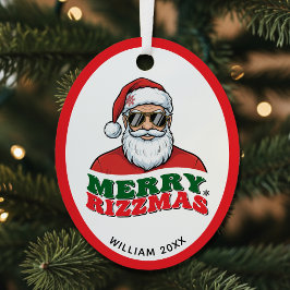 Merry Rizzmas Retro Santa Claus Funny Christmas Ornament Aus Metall