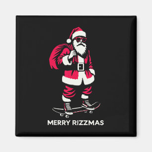 Merry Rizzmas Santa Skaten Teens Kids Funny Chris Magnet