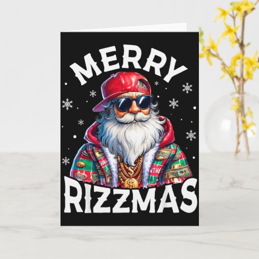 Merry Rizzmas Santa Sungles Pajamas Holiday Christ Karte (Gelbe Blume)