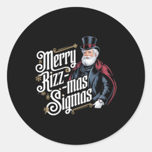 Merry Rizzmas Sigmas Funny Santa Claus Alpha Gen Runder Aufkleber