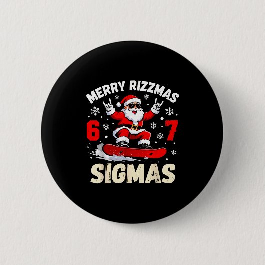 Merry Rizzmas Sigmas Santa 67 Six Seven Button (Vorderseite)