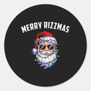 Merry Rizzmas Teens Kids School Funny Santa Christ Runder Aufkleber