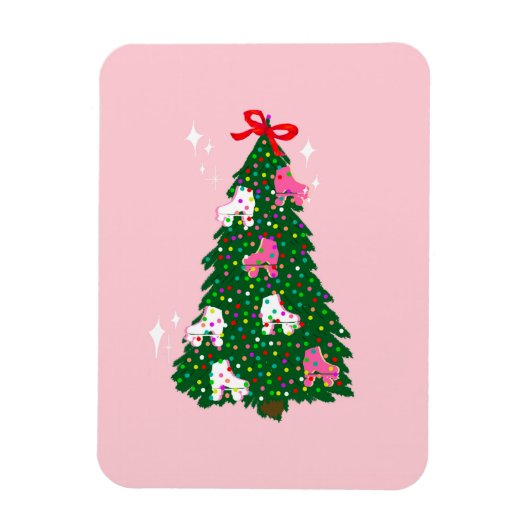Merry Roller Skate Ornamente Weihnachtsbaum Pink Magnet (Vertikal)