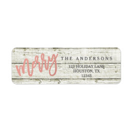 Merry Rose Gold Rustic Glam Wood Holiday Labels