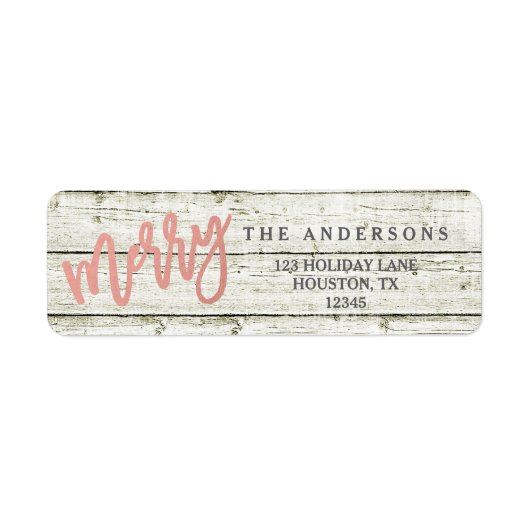 Merry Rose Gold Rustic Glam Wood Holiday Labels (Vorne)