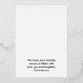 Merry Rose Gold Weihnachtskarten | Eleganter Urlau Folieneinladung (Rückseite)