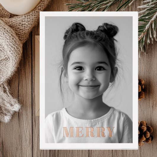 Merry Rose Gold Weihnachtskarten | Eleganter Urlau Folieneinladung