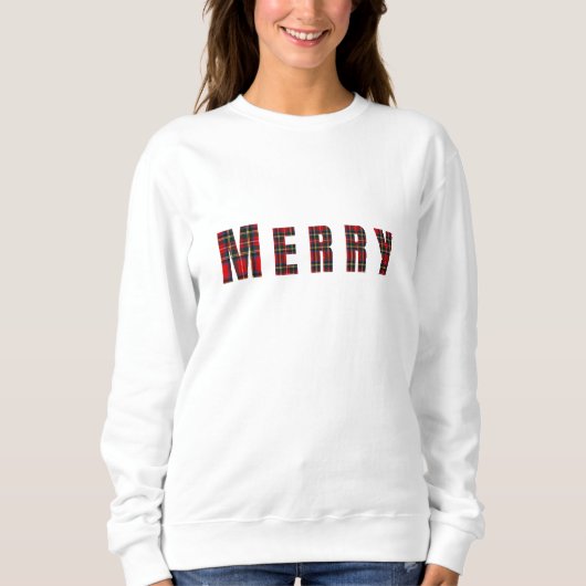 MERRY Royal Stewart Red Christmas Plaid Sweatshirt (Vorderseite)