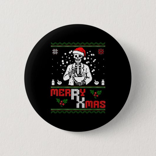 Merry Rx Mas Skeleton Pharmacist Pharmacy Tech Ugl Button (Vorderseite)
