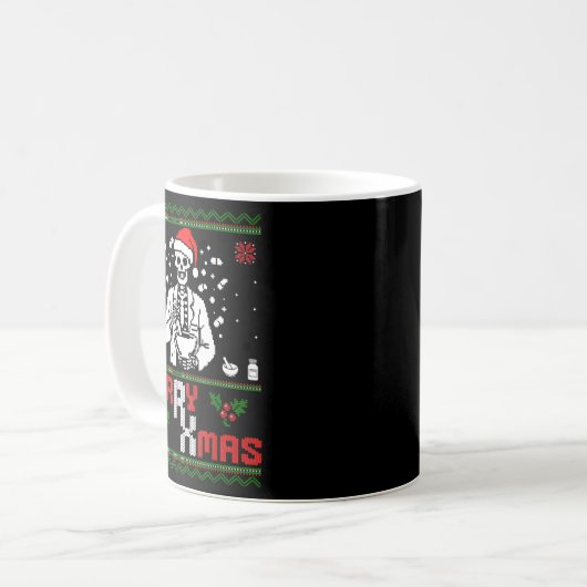 Merry Rx Mas Skeleton Pharmacist Pharmacy Tech Ugl Kaffeetasse (Vorderseite Links)