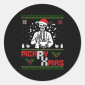Merry Rx Mas Skeleton Pharmacist Pharmacy Tech Ugl Runder Aufkleber (Vorderseite)