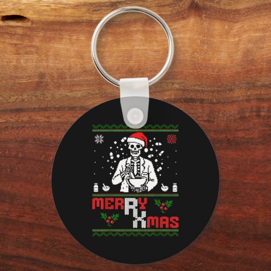 Merry Rx Mas Skeleton Pharmacist Pharmacy Tech Ugl Schlüsselanhänger (Vorderseite)