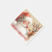Merry Santa and Rudolph Christmas Napkins Dinner Serviette (Ecke)
