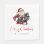 Merry Santa Claus Custom Editable Christmas Napkin Serviette (Vorderseite)
