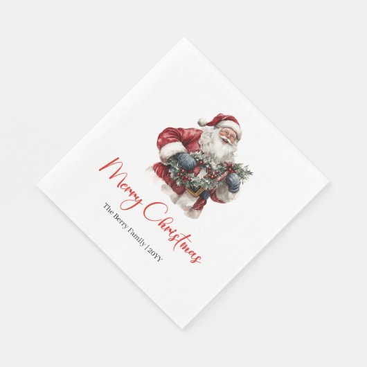 Merry Santa Claus Custom Editable Christmas Napkin Serviette (Ecke)