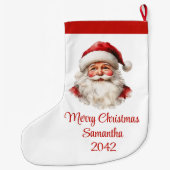 Merry Santa Claus Custom Name Editable Stocking Großer Weihnachtsstrumpf (Rückseite)