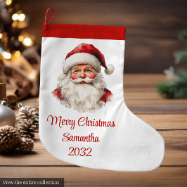 Merry Santa Claus Custom Name Editable Stocking Großer Weihnachtsstrumpf