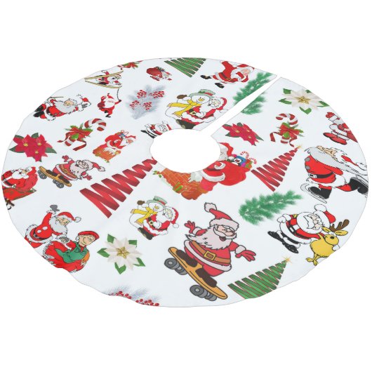 Merry Santa Claus Polyester Weihnachtsbaumdecke (Schrägansicht)