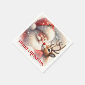 Merry Santa Claus Rudolph Holiday Dinner Party Serviette (Ecke)