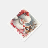 Merry Santa Claus Rudolph Holiday Party Dinner Serviette (Ecke)