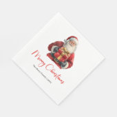 Merry Santa Claus Rustic Custom Editable Napkins Serviette (Ecke)