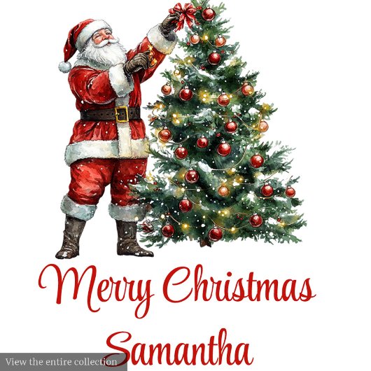 Merry Santa Claus Rustic Custom Name Editable Großer Weihnachtsstrumpf