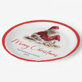 Merry Santa Claus Rustic Custom Name Editable  Pappteller (Schrägansicht)