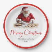 Merry Santa Claus Rustic Custom Name Editable  Pappteller (Vorderseite)