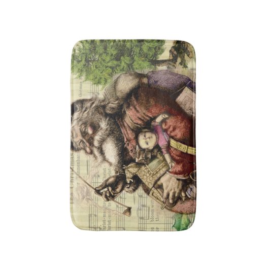 Merry Santa Claus Tree Classic Illustration Badematte (Vorderseite Vertikal)