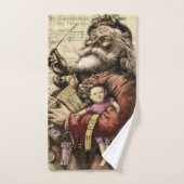 Merry Santa Claus Tree Classic Illustration Badhandtuch Set (Handtuch)