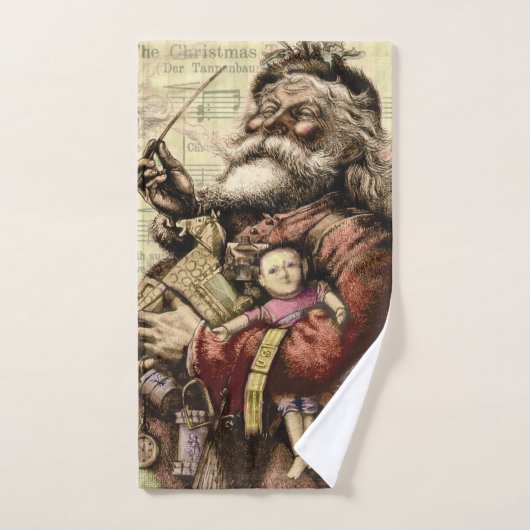 Merry Santa Claus Tree Classic Illustration Badhandtuch Set (Handtuch)