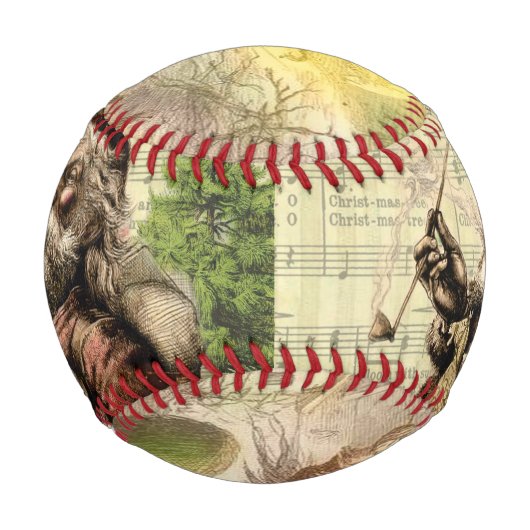 Merry Santa Claus Tree Classic Illustration Baseball (Vorderseite)