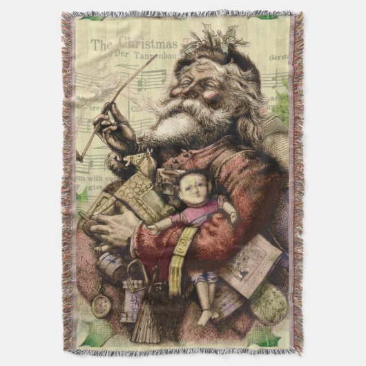 Merry Santa Claus Tree Classic Illustration Decke (Vorderseite Vertikal)